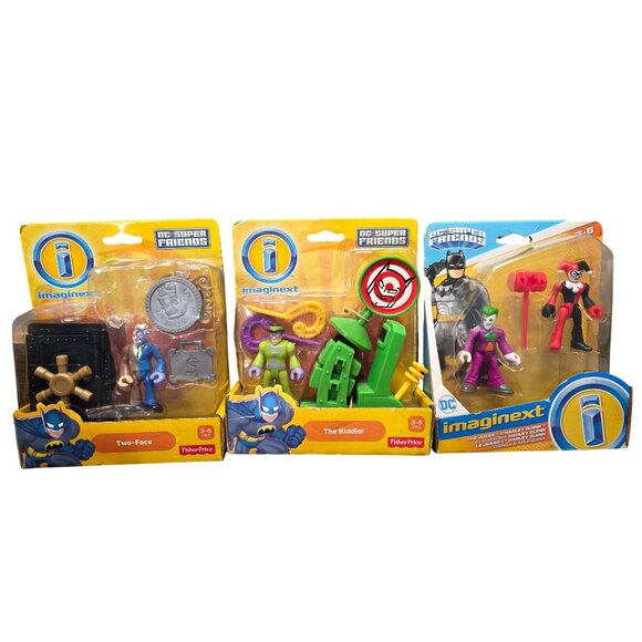 DC Comics Super Friends Two face, Riddler, The Joker & Harley Quinn New - Picture 2 of 10